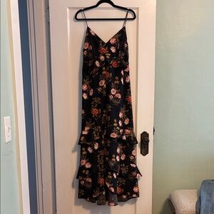 Lush Black Floral Maxi Dress